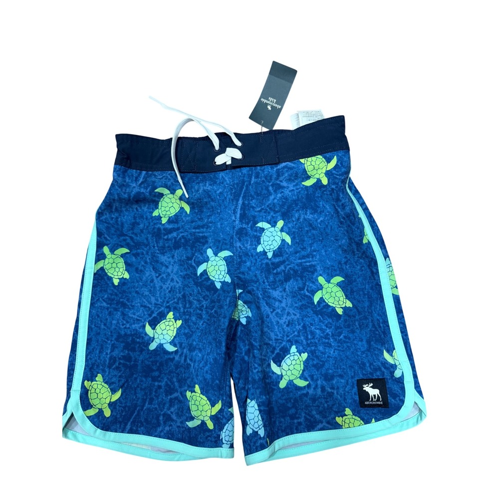 Abercrombie Kids Boys Blue‎ Sea Turtle Swim Trunks Board Shorts Size 7/8 NWT
